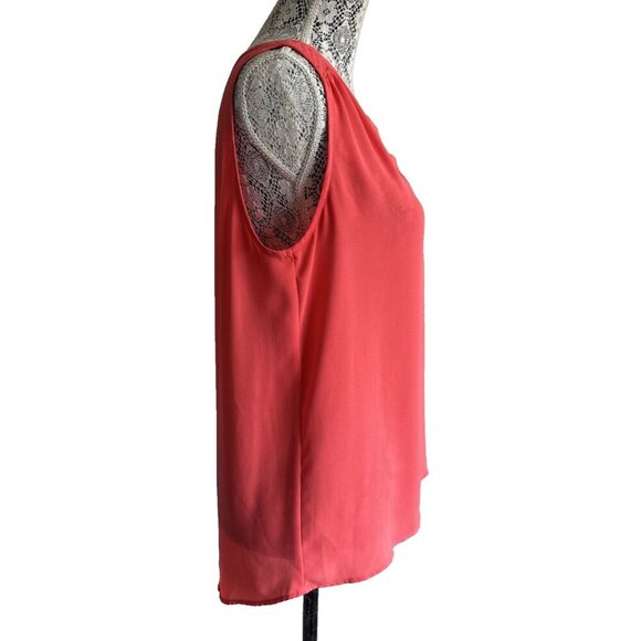 Cynthia Steffe Tank Top, sleevless Blouse, V neck, flowy, orange/ Coral - Picture 4 of 10